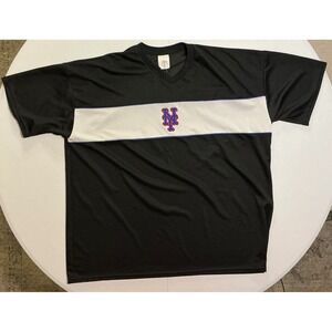 VTG USA‎ Made Y2K Majestic New York Mets Jersey Shirt Black Mesh V-Neck Mens 2X